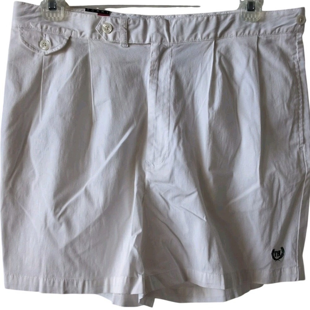 NWT VINTAGE Tommy Hilfiger Men's Size 36 Golf Shorts White Pleated Zipper Preppy